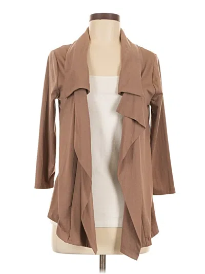 Pre-owned August Silk Cardigan Sweater In Tan