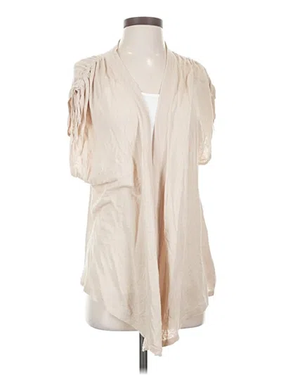Pre-owned August Silk Cardigan Sweater In Tan