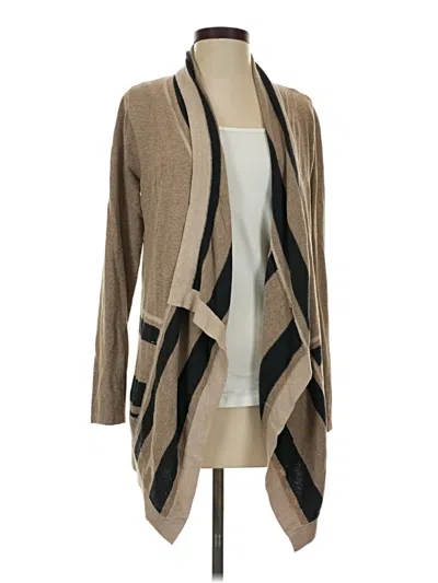 Pre-owned August Silk Cardigan Sweater In Tan