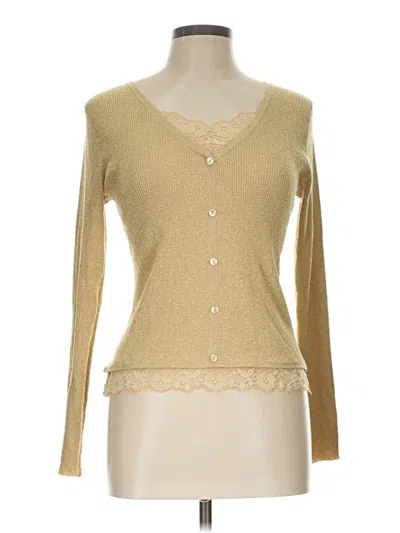 Pre-owned August Silk Cardigan Sweater In Tan