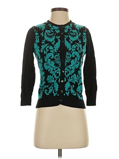 Pre-owned August Silk Cardigan Sweater In Teal