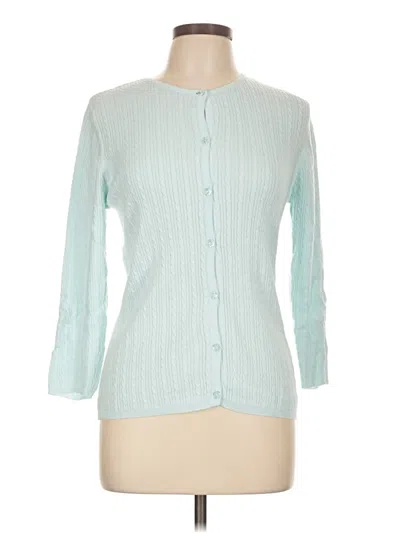 Pre-owned August Silk Cardigan Sweater In Teal