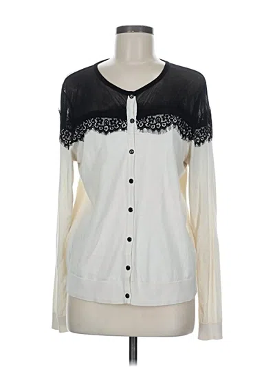 Pre-owned August Silk Cardigan Sweater In White