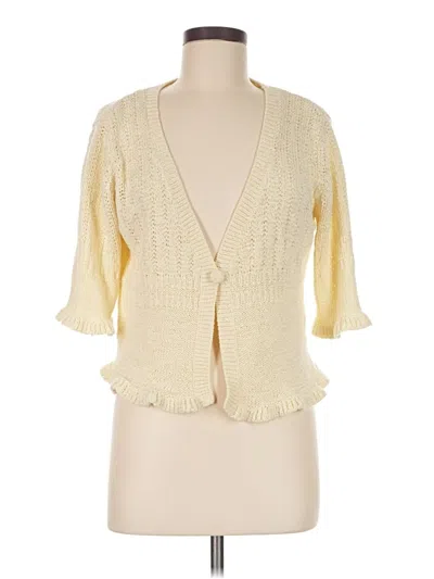 Pre-owned August Silk Cardigan Sweater In Yellow