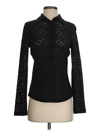 Pre-owned August Silk Long Sleeve Blouse In Black
