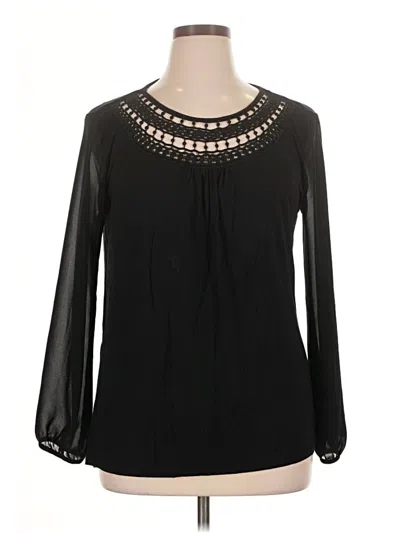 Pre-owned August Silk Long Sleeve Blouse In Black
