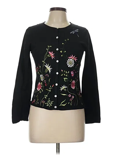 Pre-owned August Silk Long Sleeve Blouse In Black