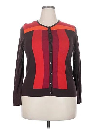 Pre-owned August Silk Long Sleeve Blouse In Burgundy