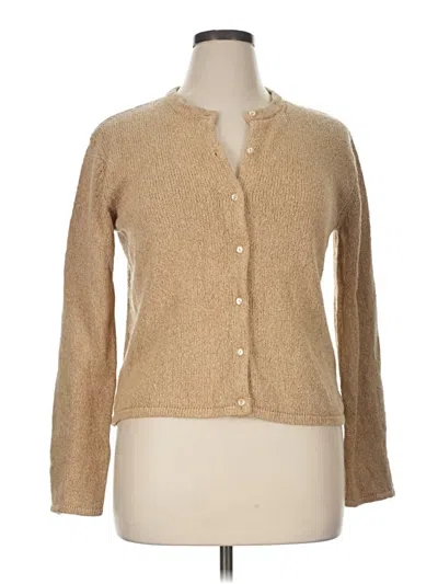 Pre-owned August Silk Long Sleeve Blouse In Tan