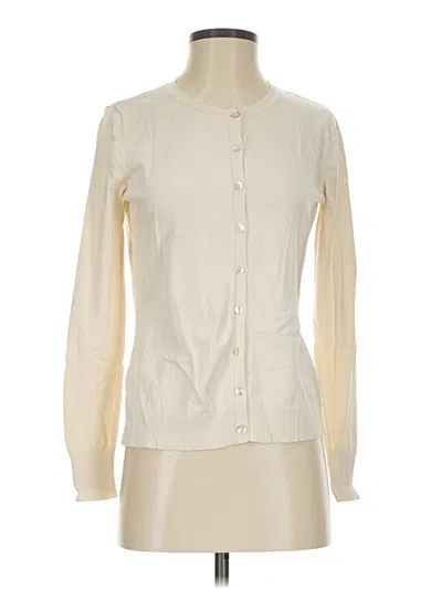 Pre-owned August Silk Long Sleeve Blouse In White