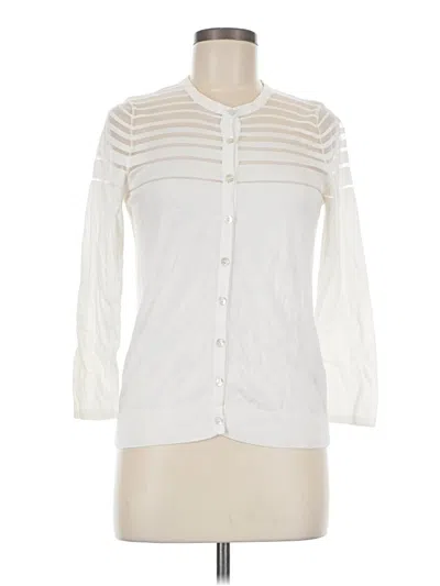 Pre-owned August Silk Long Sleeve Blouse In White