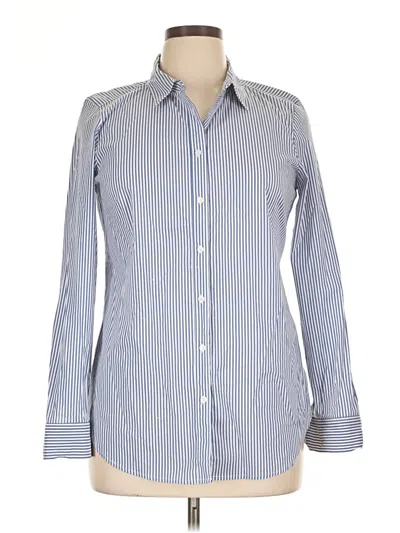 Pre-owned August Silk Long Sleeve Button Down Shirt In Blue