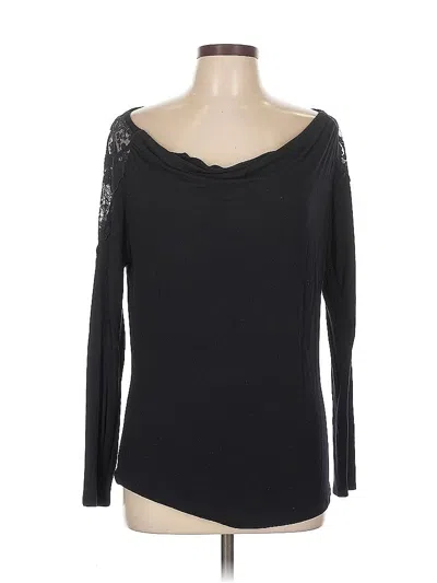 Pre-owned August Silk Long Sleeve Top Black Off The Shoulder Neckline Tops