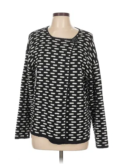 Pre-owned August Silk Long Sleeve Top Black Square Neckline Tops