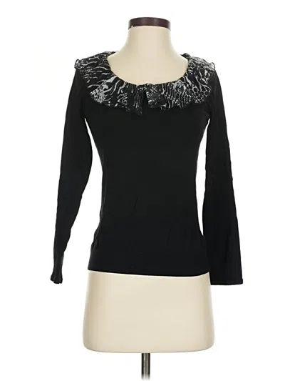 Pre-owned August Silk Long Sleeve Top Black Sweetheart Neckline Tops
