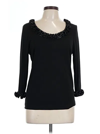 Pre-owned August Silk Long Sleeve Top Black Sweetheart Neckline Tops
