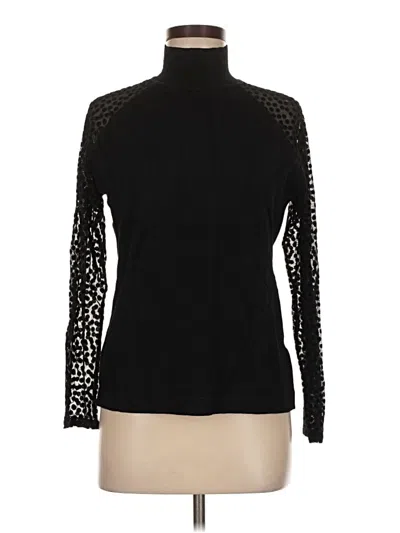 Pre-owned August Silk Long Sleeve Top Black Turtleneck Tops