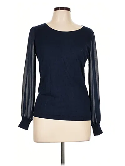 Pre-owned August Silk Long Sleeve Top Blue Boatneck Tops