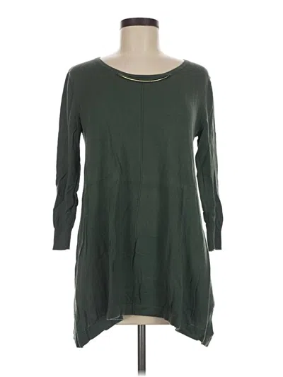 Pre-owned August Silk Long Sleeve Top Green Boatneck Tops