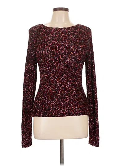 Pre-owned August Silk Long Sleeve Top Red Square Neckline Tops
