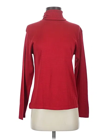 Pre-owned August Silk Long Sleeve Top Red Turtleneck Tops