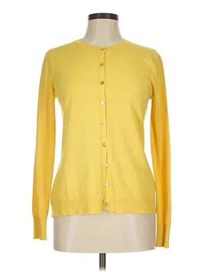 Pre-owned August Silk Long Sleeve Top Yellow Crew Neck Tops