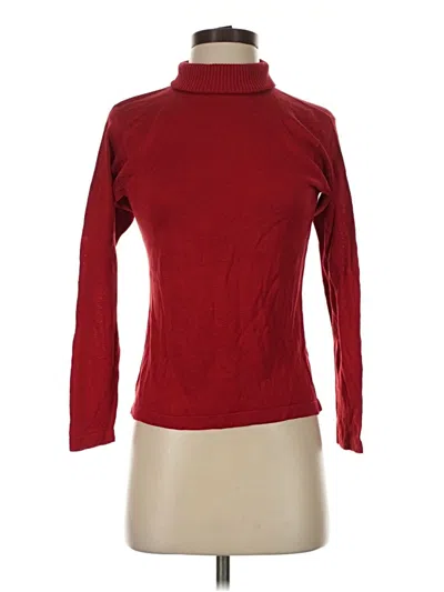 Pre-owned August Silk Long Sleeve Turtleneck In Red