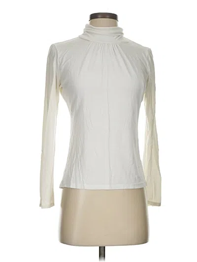 Pre-owned August Silk Long Sleeve Turtleneck In White