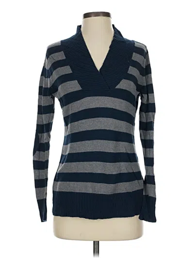 Pre-owned August Silk Pullover Sweater In Blue