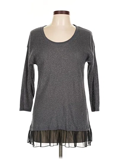 Pre-owned August Silk Pullover Sweater In Gray