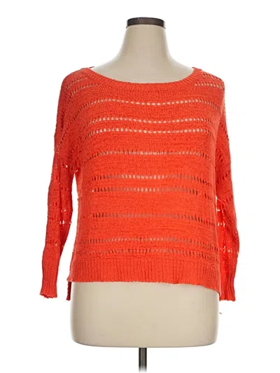 Pre-owned August Silk Pullover Sweater In Orange
