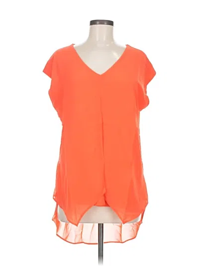 Pre-owned August Silk Short Sleeve Blouse In Orange