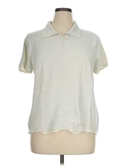 Pre-owned August Silk Short Sleeve Polo Shirt In Ivory