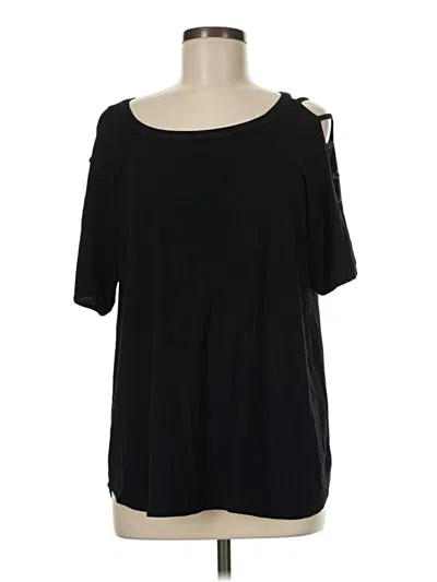 Pre-owned August Silk Short Sleeve Top Black Cold Shoulder Neckline Tops
