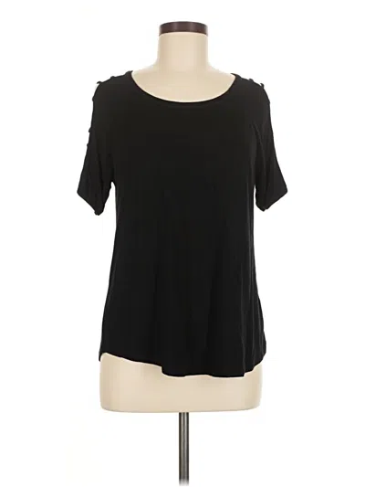 Pre-owned August Silk Short Sleeve Top Black Cold Shoulder Neckline Tops