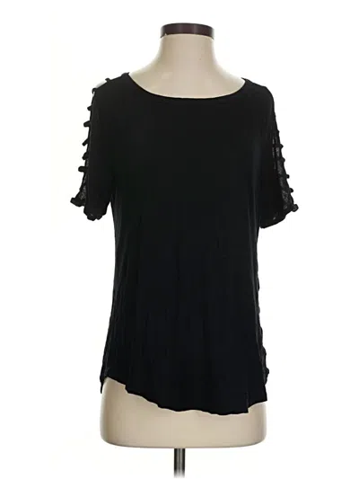 Pre-owned August Silk Short Sleeve Top Black Cold Shoulder Neckline Tops