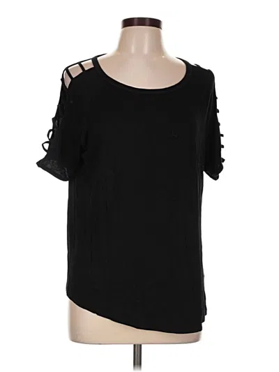 Pre-owned August Silk Short Sleeve Top Black Cold Shoulder Neckline Tops