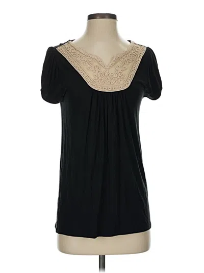 Pre-owned August Silk Short Sleeve Top Black Sweetheart Neckline Tops