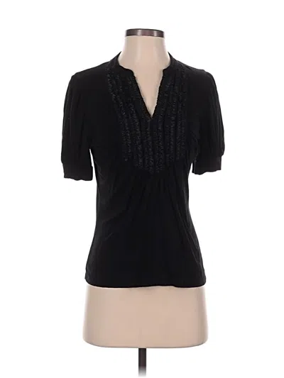 Pre-owned August Silk Short Sleeve Top Black V-neck Tops