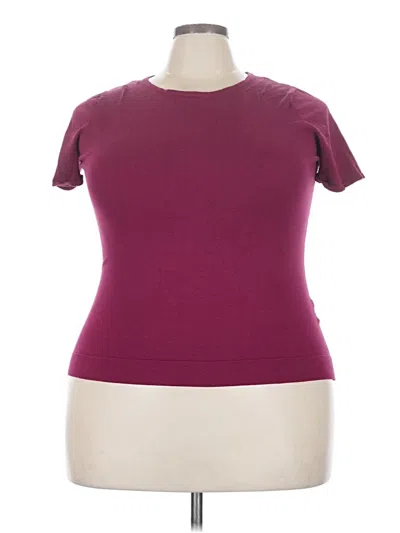 Pre-owned August Silk Short Sleeve Top Burgundy Crew Neck Tops