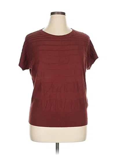 Pre-owned August Silk Short Sleeve Top Burgundy Scoop Neck Tops
