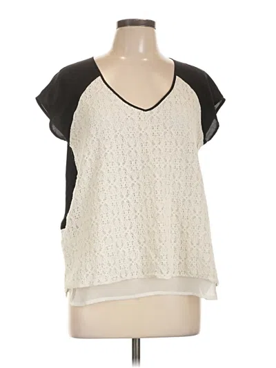 Pre-owned August Silk Short Sleeve Top Ivory V-neck Tops