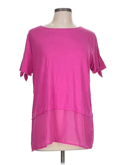 Pre-owned August Silk Short Sleeve Top Pink Cold Shoulder Neckline Tops