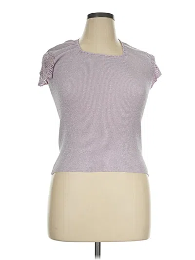 Pre-owned August Silk Short Sleeve Top Purple Sweetheart Neckline Tops