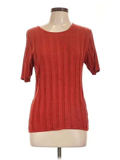 Pre-owned August Silk Short Sleeve Top Red Boatneck Tops