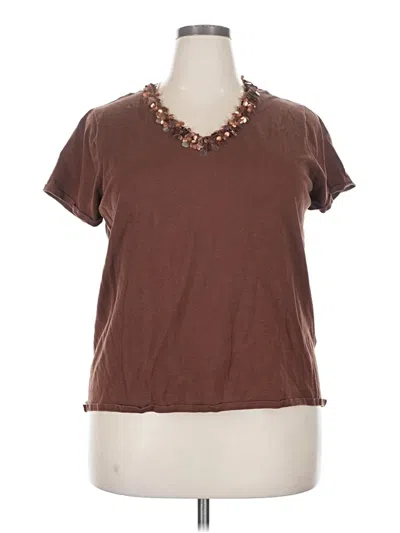 Pre-owned August Silk Short Sleeve T-shirt In Brown