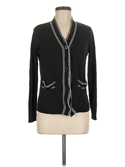 Pre-owned August Silk Silk Cardigan Sweater In Black