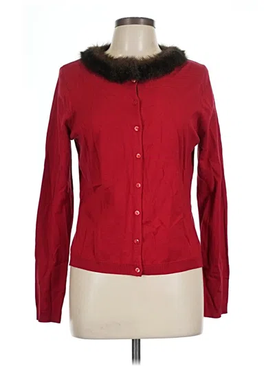 Pre-owned August Silk Silk Cardigan Sweater In Red