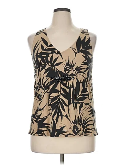 Pre-owned August Silk Sleeveless Blouse In Tan