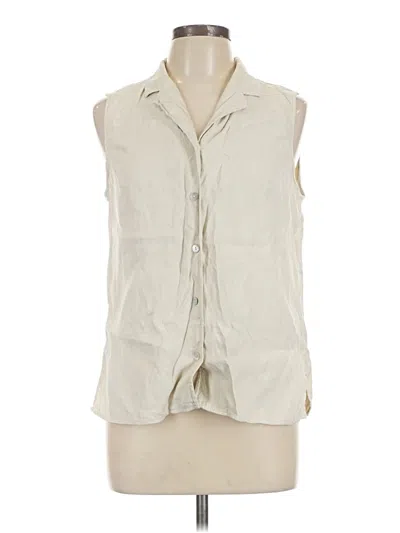 Pre-owned August Silk Sleeveless Silk Top Ivory Collared Neckline Tops